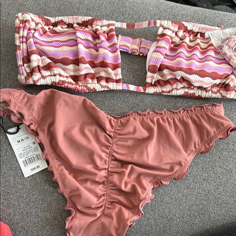 Shade & Shore Pink and Red Ruffle Bikini Set - Picture 5 of 5